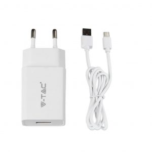 Set di ricarica con un cavo micro USB da viaggio bianco