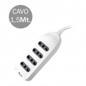 Multipresa 4 POS 10/16A Bipasso Con Attacco A Parete 250V ~ Max: 3500W Cavo H05VV-F 3G1.0MMX1.5M Con Spina 16A 2P+T