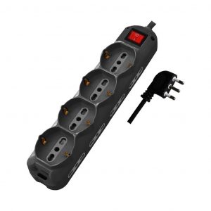 Multipresa con cavo 1,5m e 12x prese 10/16a ​​(8x laterali bipasso + 4x frontale bipasso/schuko), spina 16a e interruttore colore nero