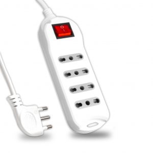 4 POS con interruttore luminoso 10/16a ​​bipasso con attacco a Parete 250v ~ max: 3500W Cavo H05VV-F 3G1.0mmx1.5m con spina 16a 2p+t