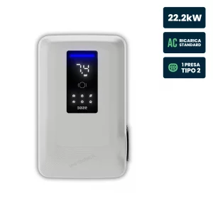 Stazione di Ricarica Dazebox Home S 22.2KW Trifase 32A, IP55 IK10, Wifi E Bluetooth, Wall Box Bianco Con Schermo E Connettore Tipo 2, 3 Tessere RFID incluso