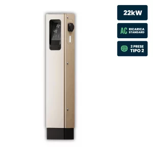 Colonnina di Ricarica Urban S 2x22kw preda Tipo 2 IP55 IK10 Display LCD E RFID