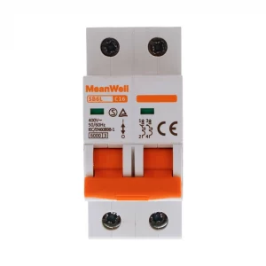 Interruttore magnetetermico meanwell curva c 2p 2m 6Ka C16A AC 400V IP20 IEC60898