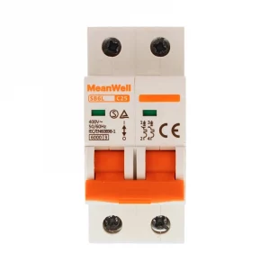 Interruttore magnetetermico meanwell curva c 2p 2m 6Ka C25A AC 400V IP20 IEC60898