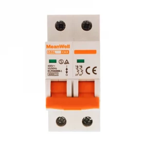 Interruttore magnetetermico meanwell curva c 2p 2m 6Ka C63A AC 400V IP20 IEC60898
