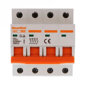 Interruttore Magnetetermico Meanwell Curva C 4P 4M 6KA C20A AC 400V IP20 IEC60898