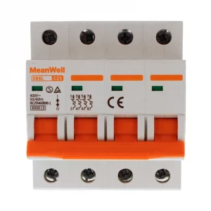 Interruttore Magnetetermico Meanwell Curva C 4P 4M 6KA C25A AC 400V IP20 IEC60898