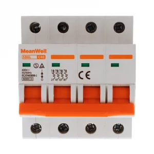 Interruttore Magnetetermico Meanwell Curva C 4P 4M 6KA C40A AC 400V IP20 IEC60898