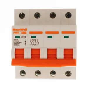 Interruttore Magnetetermico Meanwell Curva C 4P 4M 10KA C10A AC 400V IP20 IEC60898