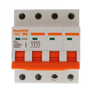 Interruttore Magnetetermico Meanwell Curva C 4P 4M 10KA C20A AC 400V IP20 IEC60898