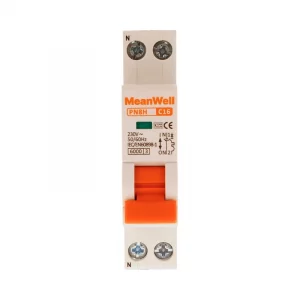 Interruttore magnetetermico meanwell curva c 1 polo+neutro 1m 6ka c16a ac 230v ip20 IEC60898