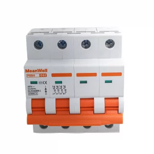 Interruttore Magnetotermico Meanwell Curva D 4P 4M 10KA D32A AC 400V IP20 IEC60898-1