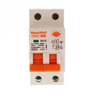 Magnetotermico Differenziale Meanwell Tipo A Curva C 1 Polo+Neutro 2M 6KA 30Ma C6A 230V IP20 IEC61009