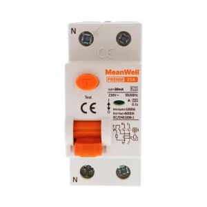 Differenziele Puro Meanwell Tipo A 1p+N 2M 6KA 30Ma 25A AC 230V