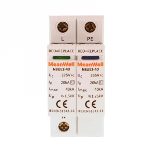 Scaricatore di Sovratensione Meanwell Tipo 2 T2 1 Polo+Neutro 2M 20Ka-40KA AC 275V IP20 IEC61643