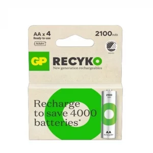 RECYKO BATTARIA RICARICABILE 1.2V Stilo AA 2100MAH (Confezione 4 Pezzi)