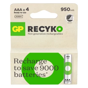 RECYKO BATTARIA RICARICABILE 1.5V Mini Stilo AAA 950MAH (Confezione 4 Pezzi)