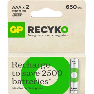 RECYKO BATTARIA RICARICABILE 1,5V Mini Stilo AAA 650MAH (Confezione 2 Pezzi)