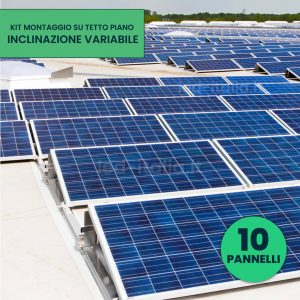 Kit struttura in aluminio per montaggio 10 pannelli fotovoltaici 35mm per installazione su tetto pianofort con inclinaone variabile
