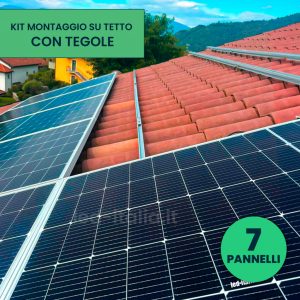 Kit Struttura in Alluminio per Montaggio 7 Pannelli Fotovoltaici 35 mm per installazione su tetto con tegole
