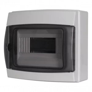 Centralino da Parete Meanwell 8 Moduli 200x180x100mm Grigio Ral 7035 Con Portello Fumè IP65