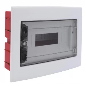 Centralino da Incasso Meanwell con Telaio estraiBile 12 Moduli 330x225x80mm Bianco E Portello Fumé