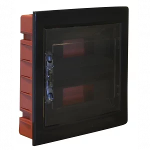 Centralino da Incasso Meanwell con Telaio estriiBile 24 Moduli 330x420x80mm Nero E Portello Fumé