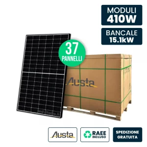 Bancale 15kW con 37 Pannelli Solari 410W AUSTA Black Frame 1762x1134x30mm