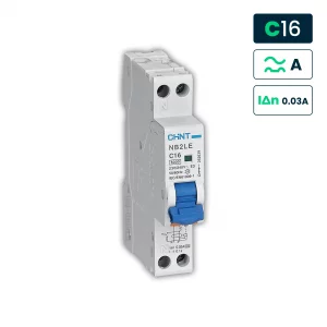 Interruttore Magnetotermico Differenziale Chint Tipo A Curva C 1P+N 1M 6kA C16 30mA 230V