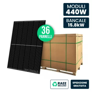 Bancale 16kW con 36 Pannelli Solari 440W N-Type TOPCon Full Black 1722x1134x30mm