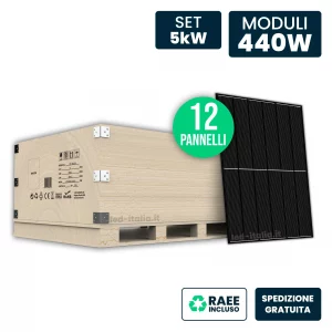 Set 5kW con 12 Pannelli Solari 440W TOPCon Full Black 1722x1134x30mm