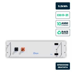 Batteria di Accumulo Rack HV Deye 5.12kWh LFP 51.2V 100Ah 125A Bianca CEI 0-21