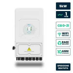 Inverter Ibrido Monofase LV Deye 5kW WiFi CEI 0-21 Bianco IP65
