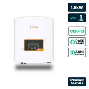 Inverter Fotovoltaico di Stringa Monofase Solis 1.5kW 1 MPPT CEI 0-21 IP66