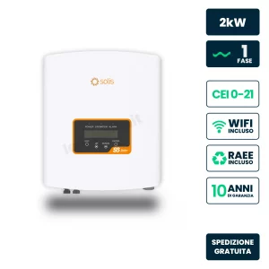 Inverter Fotovoltaico di Stringa Monofase Solis 2kW 1 MPPT CEI 0-21 IP66