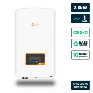 Inverter Fotovoltaico di Stringa Monofase Solis 2.5kW 2 MPPT CEI 0-21 IP66