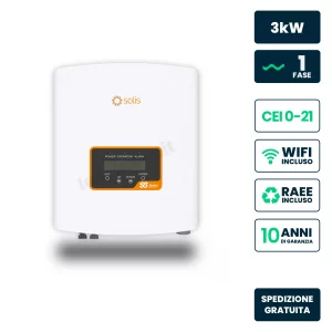 Inverter Fotovoltaico di Stringa Monofase Solis 3kW 1 MPPT CEI 0-21 IP66