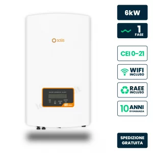 Inverter Fotovoltaico di Stringa Monofase Solis 6kW 2 MPPT CEI 0-21 IP66