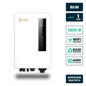 Inverter Fotovoltaico di Stringa Monofase Solis 8kW 3 MPPT CEI 0-21 IP66