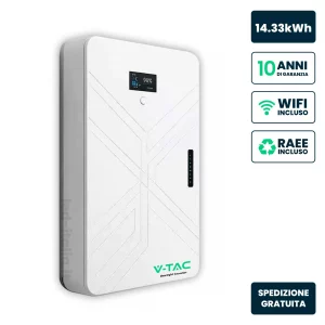 Batteria di Accumulo LV 14.33kWh LFP 51.2V 280Ah 140A Ultra Slim da Parete Bianca