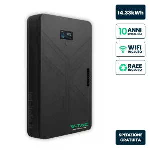 Batteria di Accumulo LV 14.33kWh LFP 51.2V 280Ah 140A Ultra Slim da Parete Nera