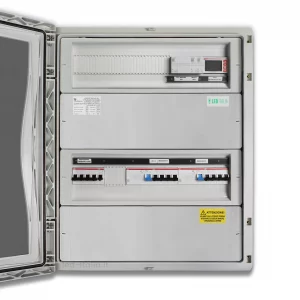 Quadro AC Trifase 30kW Doppio Inverter 50A 400V 2×24 Moduli Differenziale + SPD + Entra/Esci + Sgancio + Portafusibili + SPI CEI 0-21 ABB / DEHN IP65
