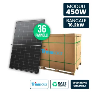 Bancale 16.2kW con 36 Pannelli Solari Trina i-TOPCon Doppio Vetro Black Frame 1762x1134x30mm