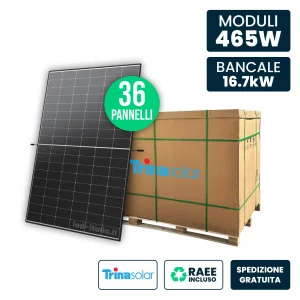 Bancale 16.7kW con 36 Pannelli Solari 465W Trina i-TOPCon Doppio Vetro Black Frame 1762x1134x30mm