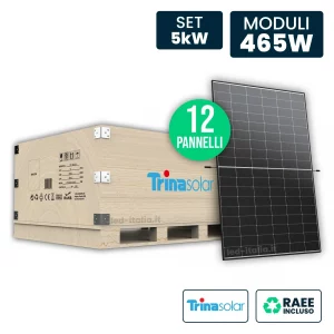 Set 5kW con 12 Pannelli Solari 465W Trina i-TOPCon Doppio Vetro Black Frame 1762x1134x30mm