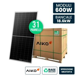Bancale 18kW con 31 Pannelli Solari AIKO 600W TIER-1 N-Type ABC Silver Frame 2278x1134x35mm