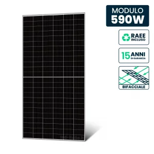 Pannello Solare 590W N-Type TOPCon Bifacciale Silver Frame 2278x1134x30