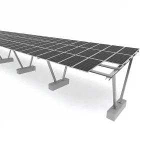 Struttura Carport Fotovoltaico Modulare a Doppia Colonna con Zavorre in Cemento