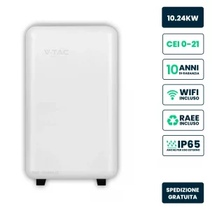 Batteria di Accumulo LV 10.24kWh LFP 51.2V 200Ah 100A WiFi Bianca CEI 0-21 IP65