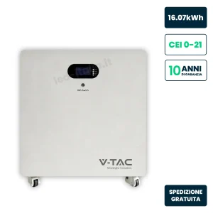 Batteria di Accumulo LV 16.07kWh LFP 51.2V 314Ah 150A con Ruote per Movimentazione Bianca CEI 0-21